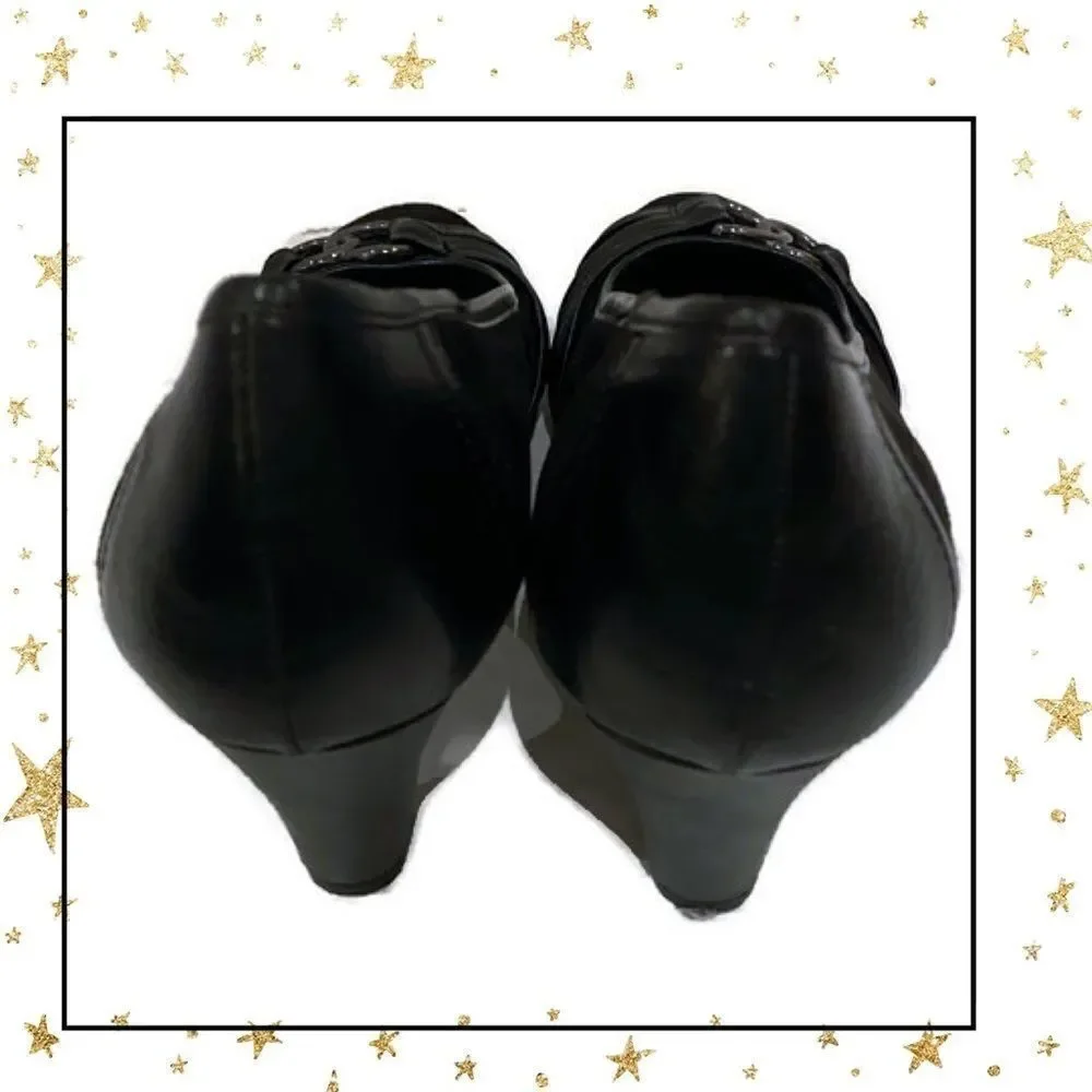 Aerosoles Women’s Black Suede Slip-On Heels 10
